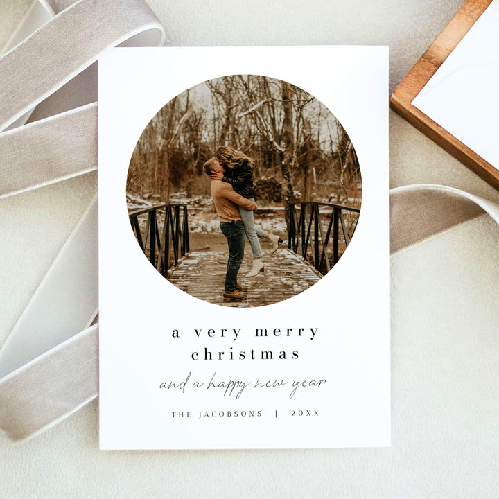 ALINA Very Merry Christmas Elegant Photo Holiday Cards