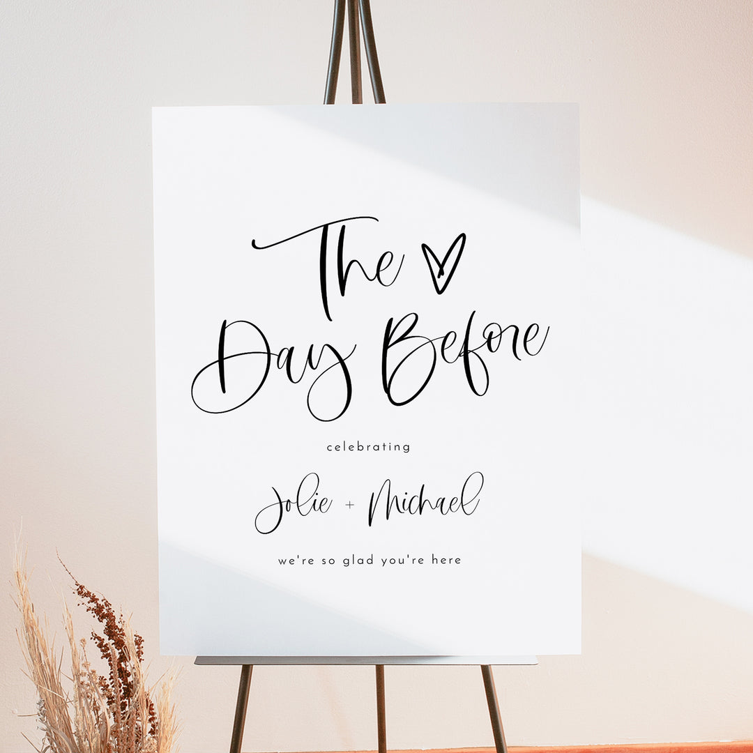 JOLIE The Day Before Modern Boho Rehearsal Dinner Sign