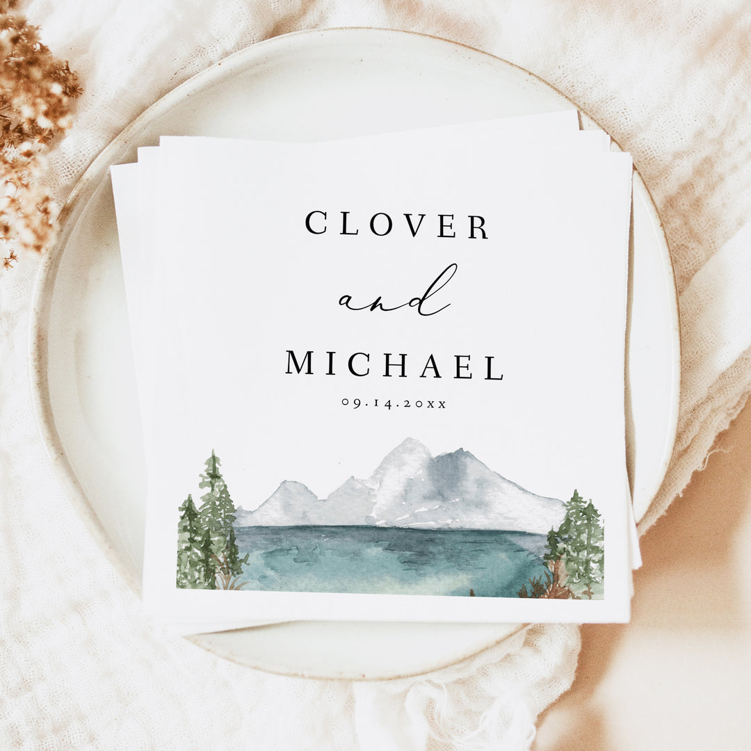 CLOVER Personalized Rustic Forest Wedding Napkins