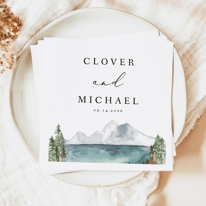 CLOVER Personalized Rustic Forest Wedding Napkins