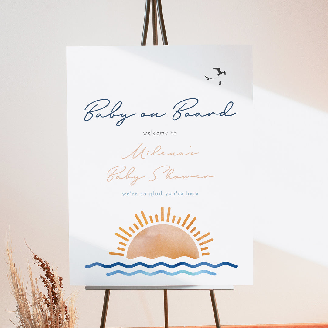 OCEANSIDE Nautical Baby on Board Baby Shower Welcome Sign