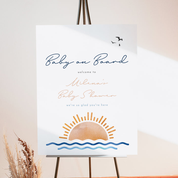 OCEANSIDE Nautical Baby on Board Baby Shower Welcome Sign