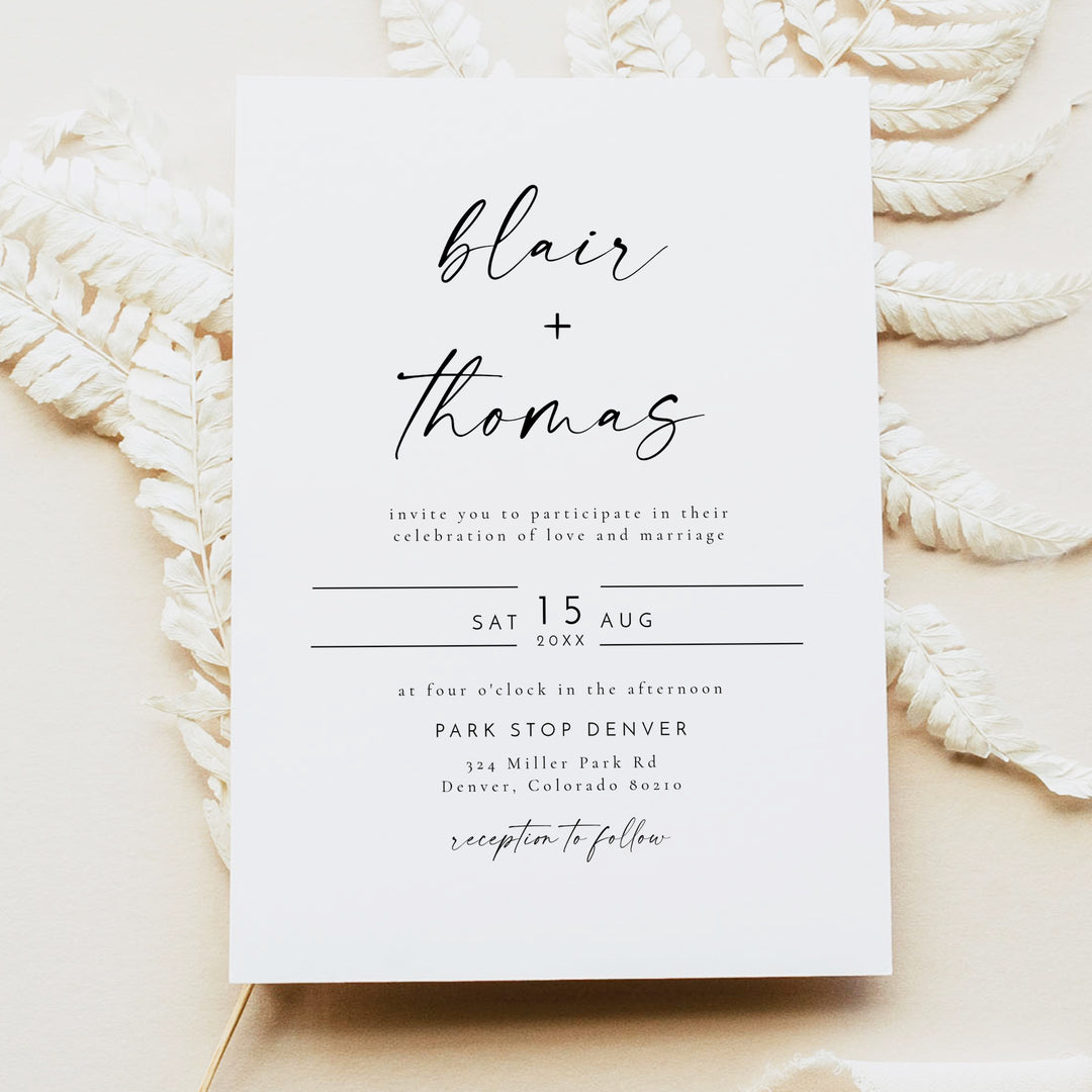 BLAIR Boho Wedding Invitation with Photo 3 Piece Suite