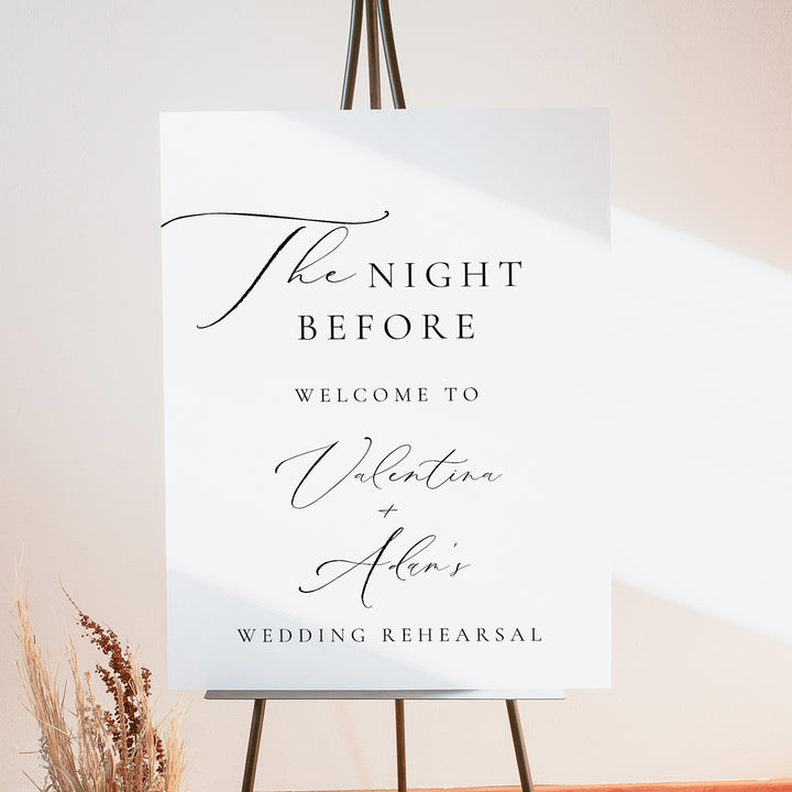 VALENTINA The Night Before Elegant Wedding Rehearsal Dinner Welcome Sign