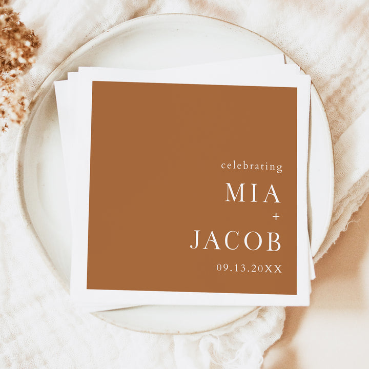 MIA Personalized Rustic Terracotta Wedding Napkins