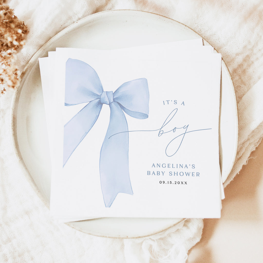 ANGELINA Dusty Blue It's a Boy Baby Shower Napkins Personalized