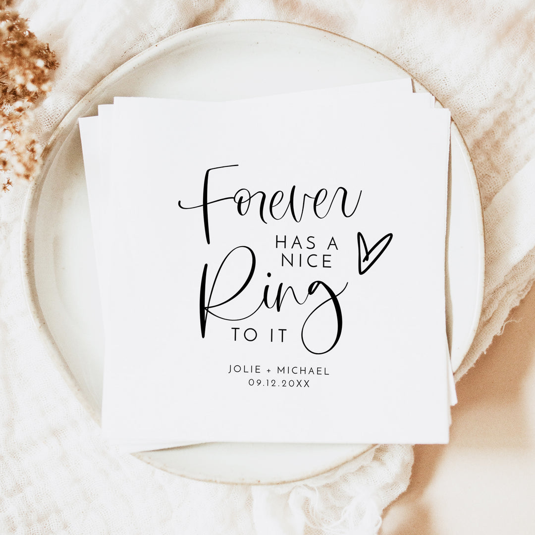 JOLIE Forever Has a Nice Ring To It Engagement Party or Wedding Napkin