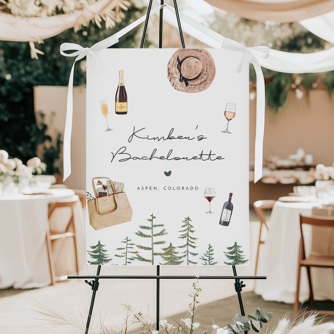 TIMBER Rustic Camping and Wine Bachelorette Weekend Welcome Sign