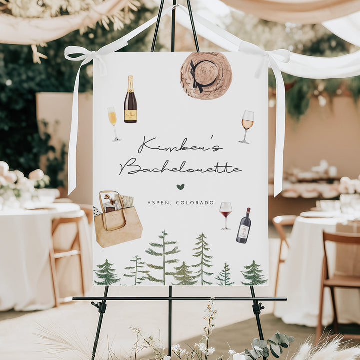 TIMBER Rustic Camping and Wine Bachelorette Weekend Welcome Sign