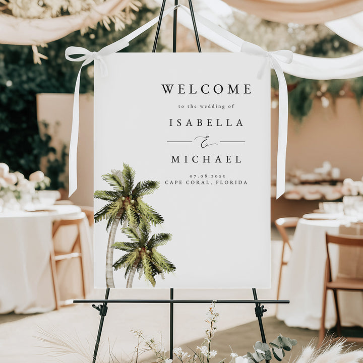 MONA Green Tropical Watercolor Wedding Sign