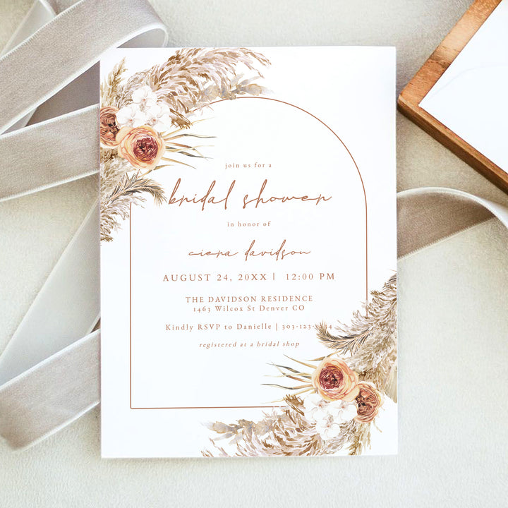 CIERA Rustic Fall Floral Bridal Shower Invitations
