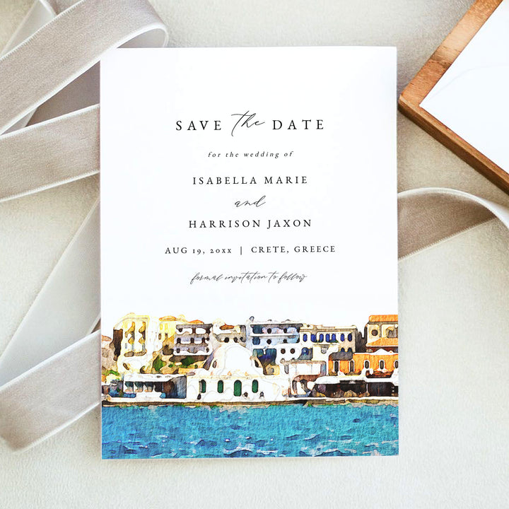 CRETE Greece Wedding Photo Save the Date Invitations