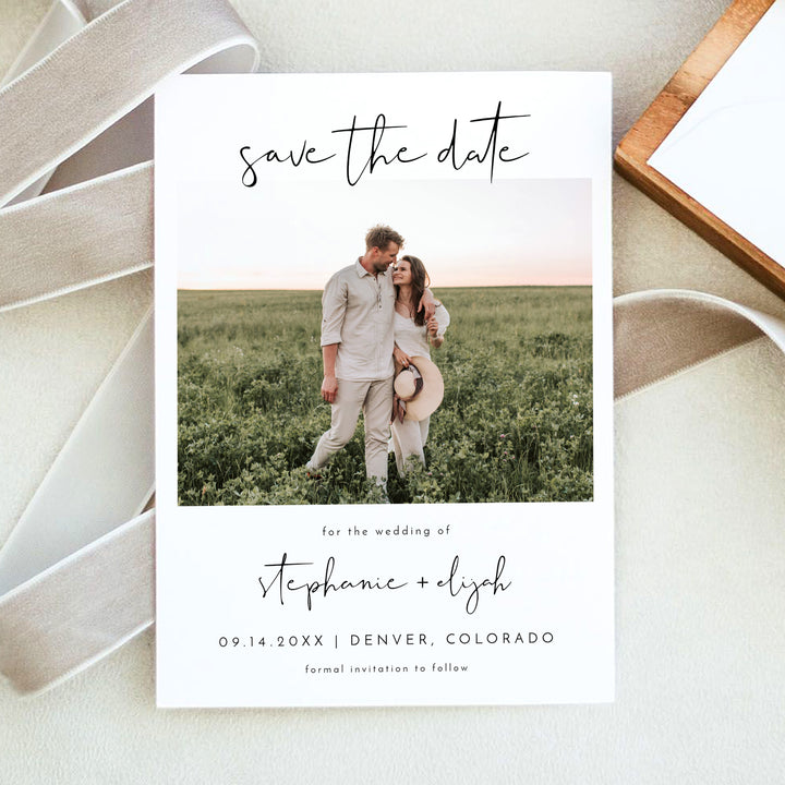 ADELLA Minimalist Wedding Photo Save the Date Cards