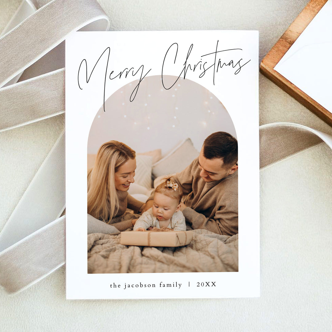 HARLOW Modern Boho Merry Christmas Family Photo Holiday Card