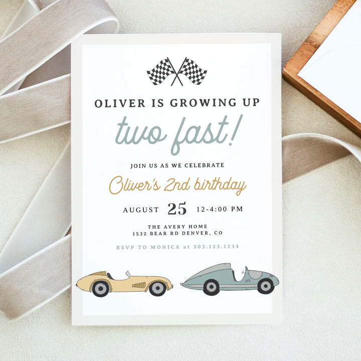 MAVERICK 2nd Birthday Racing Car Invitation