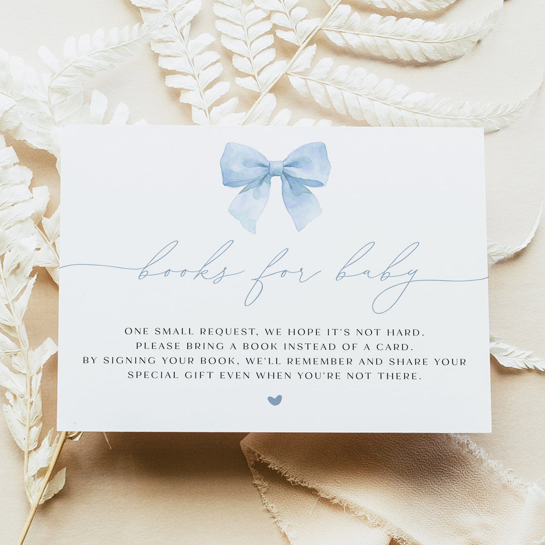 ANGELINA It's A Boy Blue Coquette Bow Baby Shower Invitation Suite