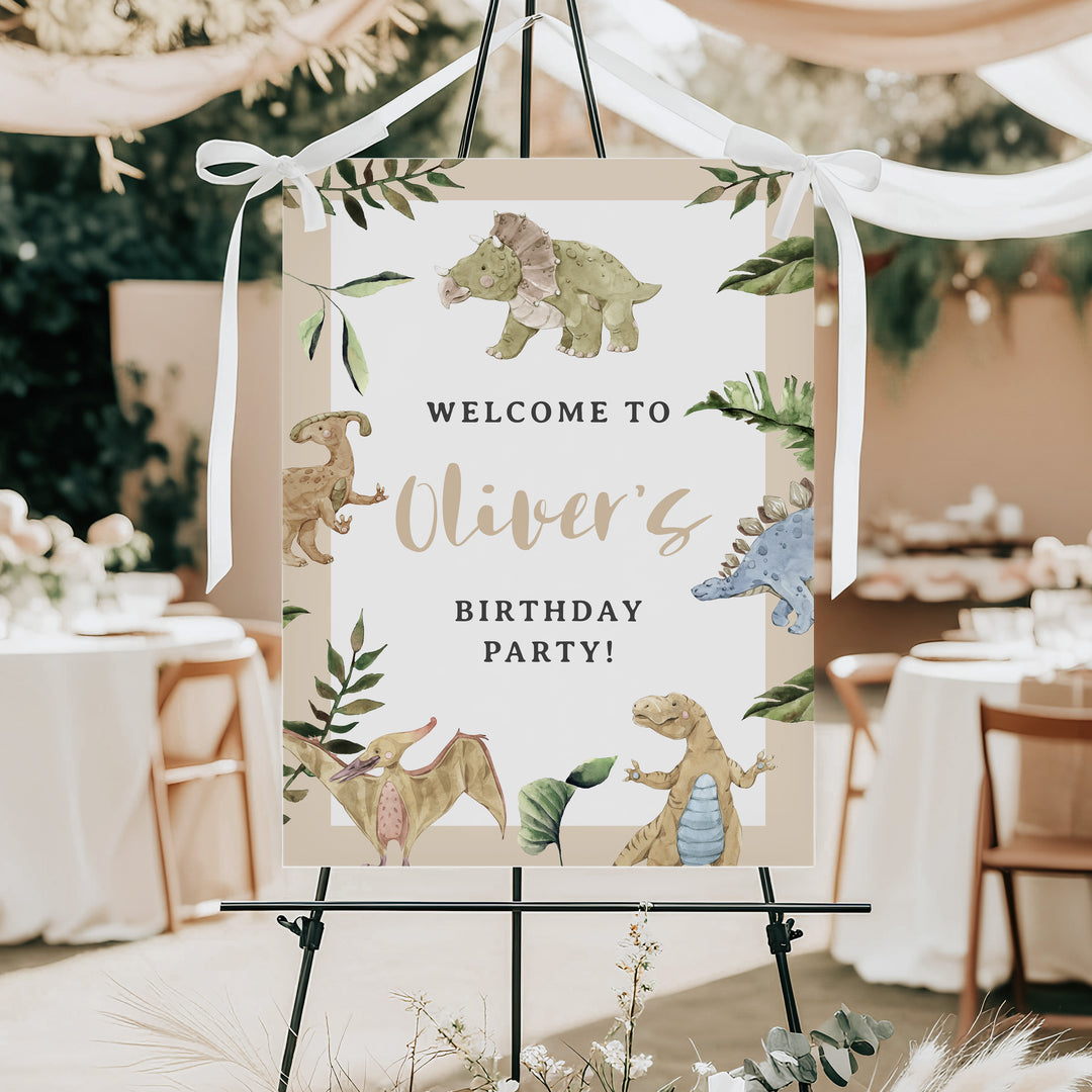 SPIKE Boys Dinosaur Themed Birthday Party Welcome Sign
