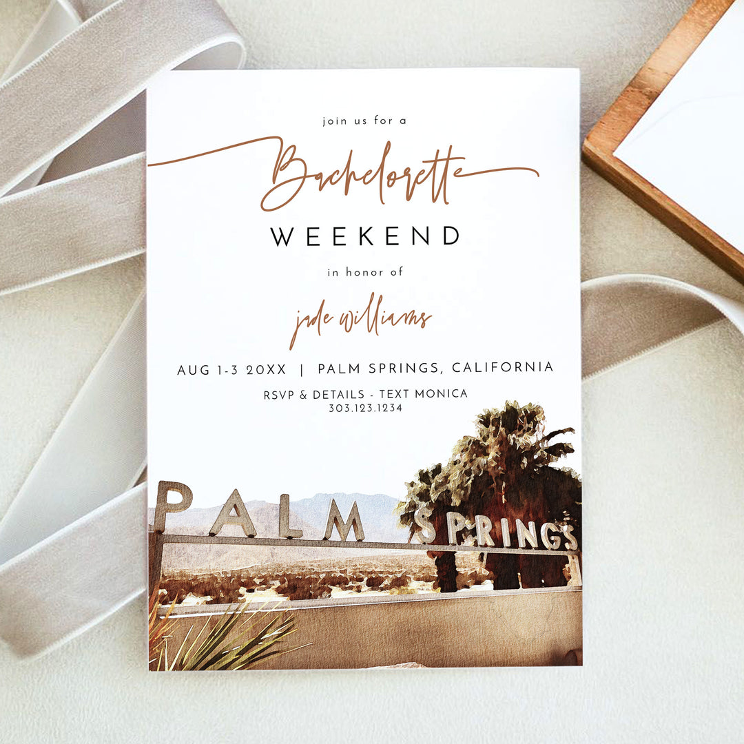JADE Palm Springs Beach Bachelorette Invitation & Itinerary