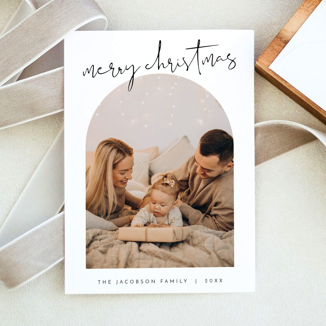 ADELLA Personalized Merry Christmas Photo Card with Envelopes