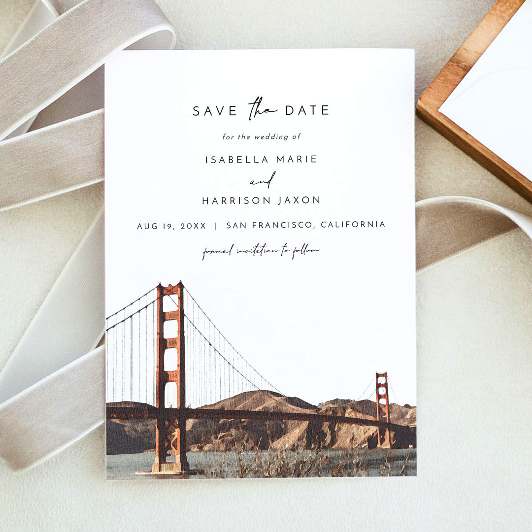 SAN FRANCISCO California Watercolor Wedding Save the Date Cards