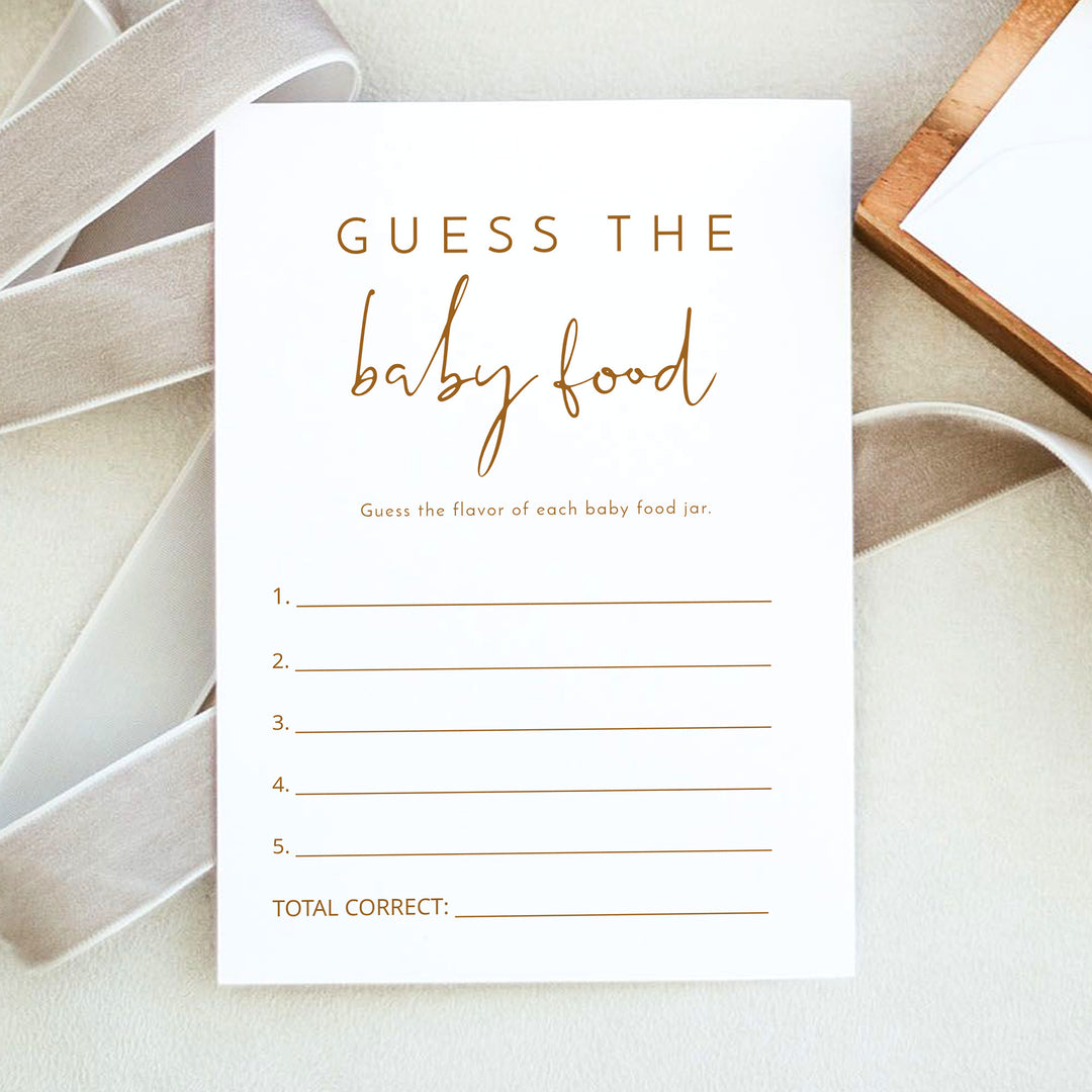 INDIE Guess the Baby Food Boho Baby Shower Guessing Game Card
