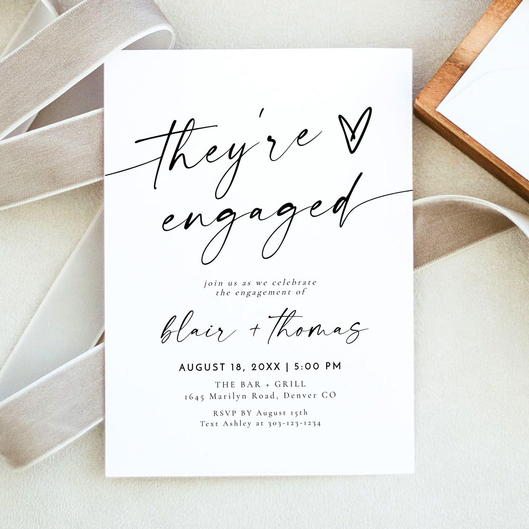 BLAIR They're Engaged Minimalist Engagement Party Invitation