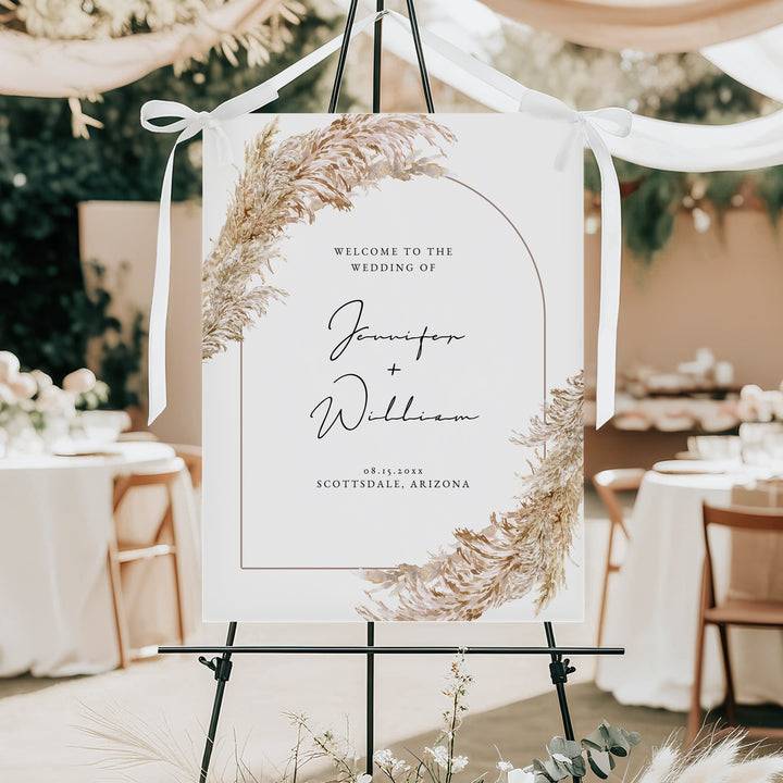 CIERA Personalized Elegant Pampas Wedding Welcome Sign
