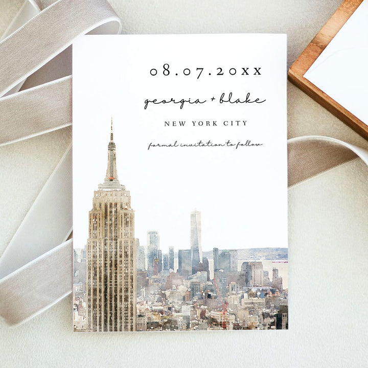 NEW YORK CITY Wedding Save the Date Cards with Photo