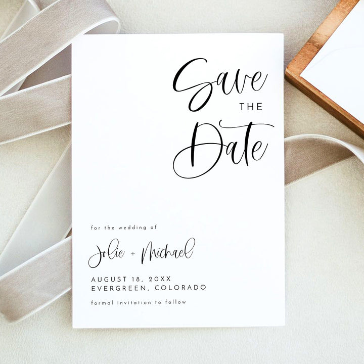 JOLIE Romantic Minimalist Engagement Photo Save the Date Invitation