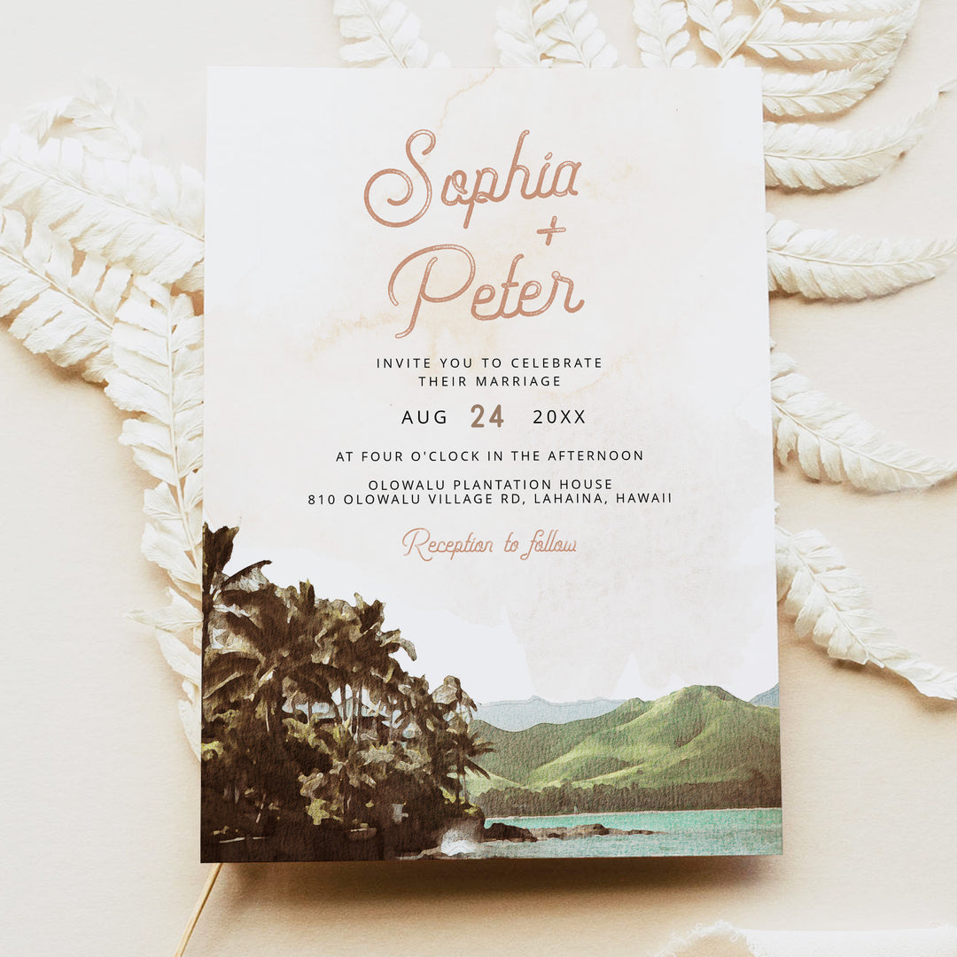 NANI Vintage Hawaiian Destination Wedding Invitation Suite