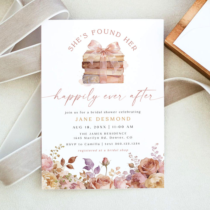 JANE Happily Ever After Book Themed Bridal Shower Invitation