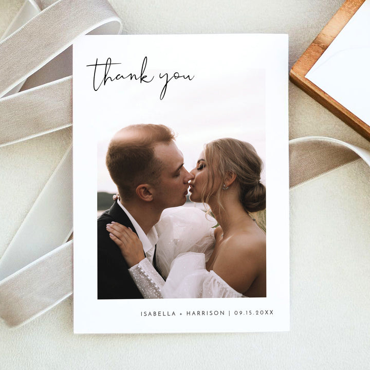 ADELLA Custom Boho Wedding Thank You Cards with Photo