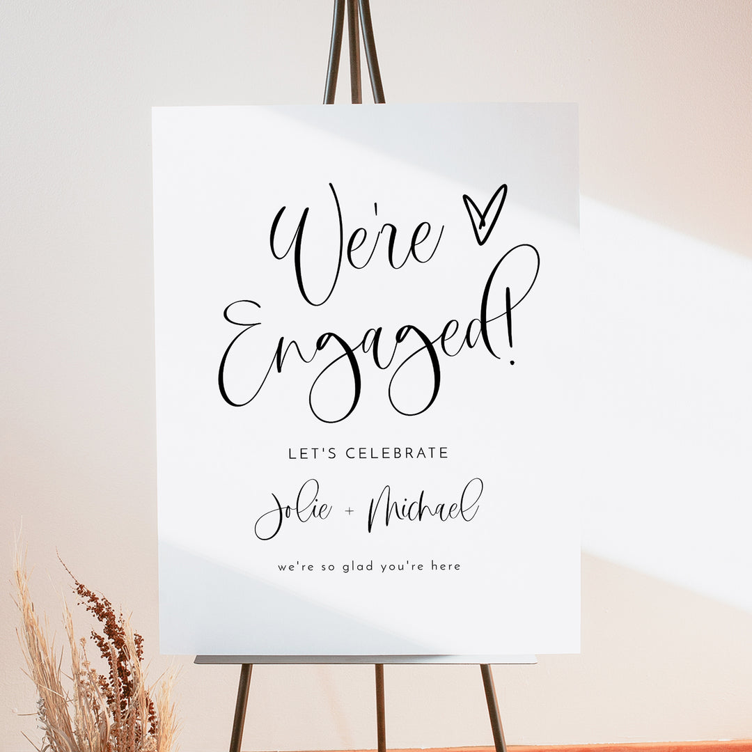 JOLIE We're Engaged Romantic Script Engagement Party Welcome Sign