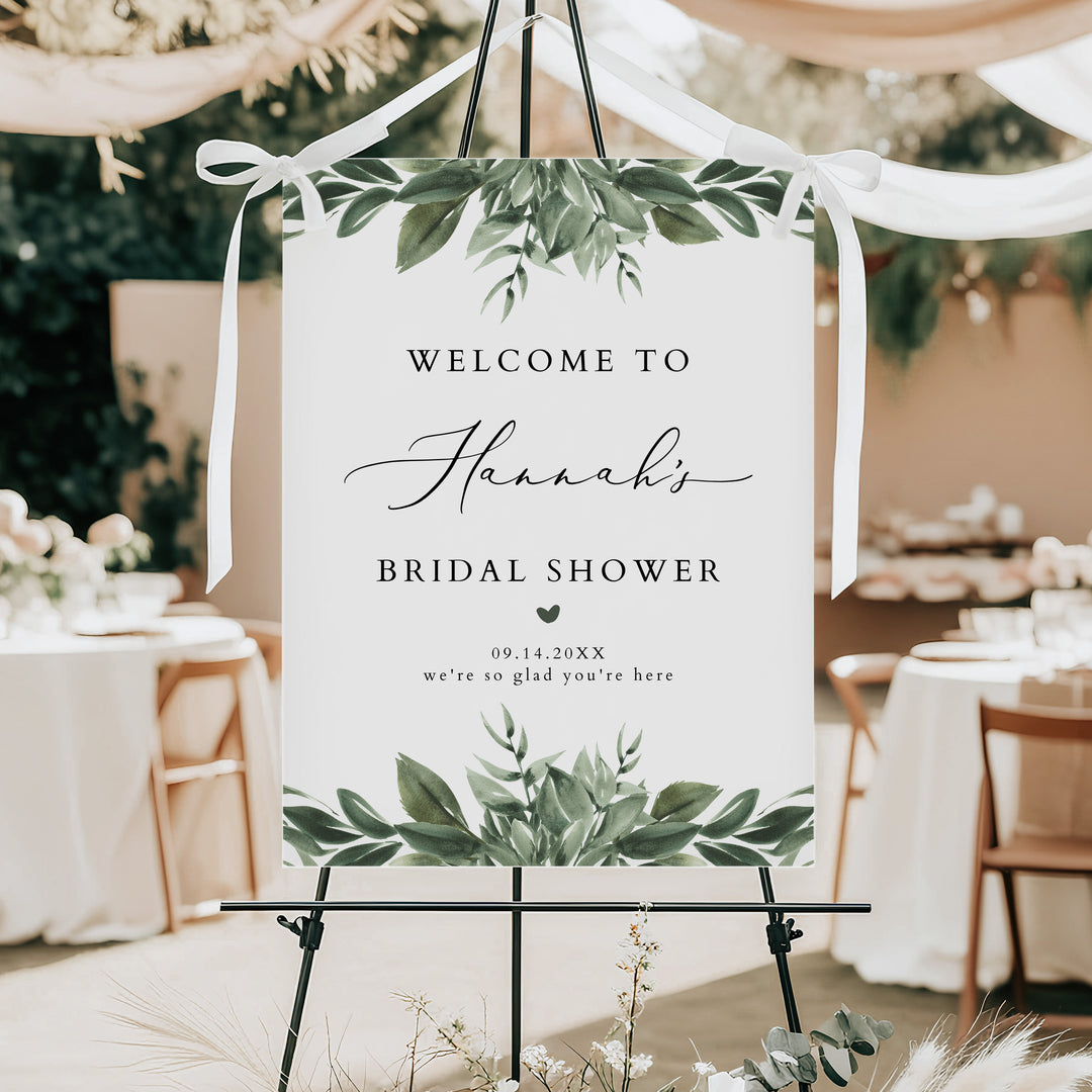 LANA Sage Green Boho Bridal Shower Welcome Sign