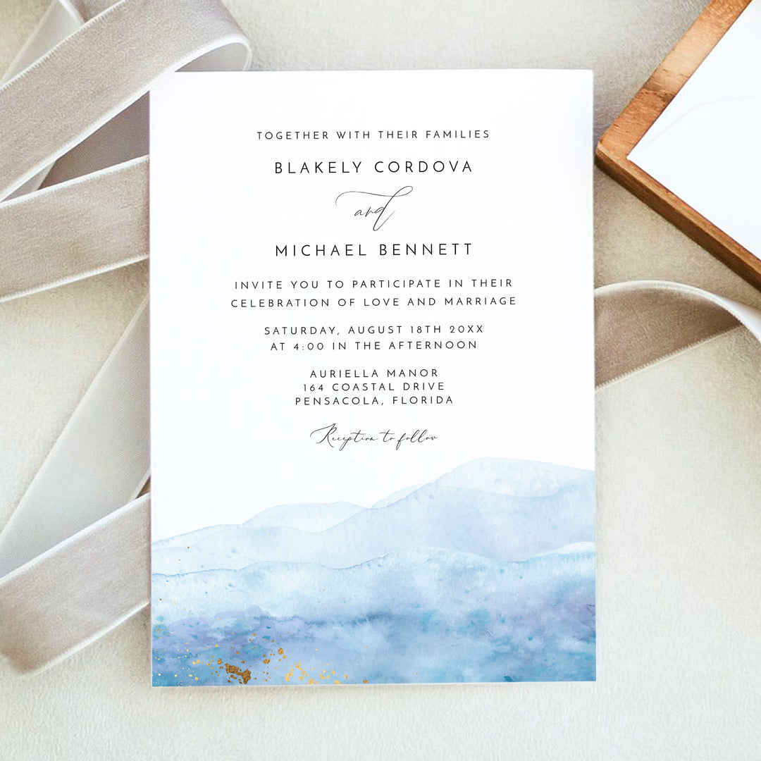 BLAKELY Coastal Destination Wedding Invitations with Photo