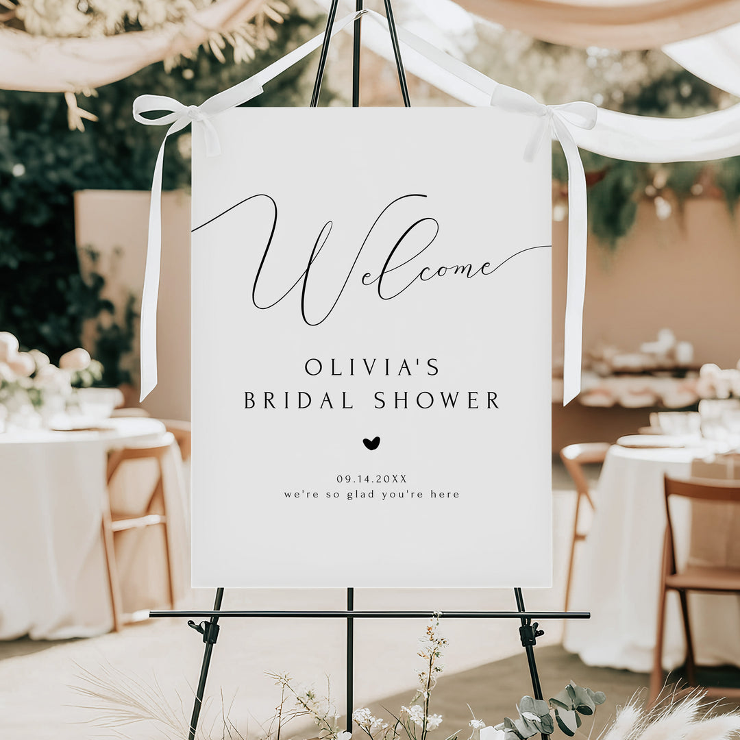 ASHER Simple Black & White Bridal Shower Welcome Sign