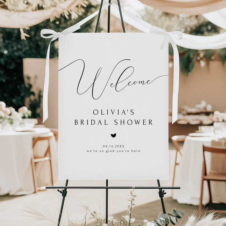 ASHER Simple Black & White Bridal Shower Welcome Sign