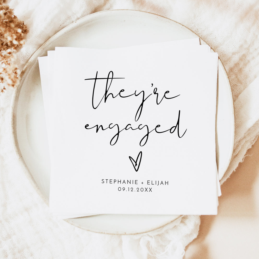 ADELLA They're Engaged Simple Boho Engagement Party Napkins