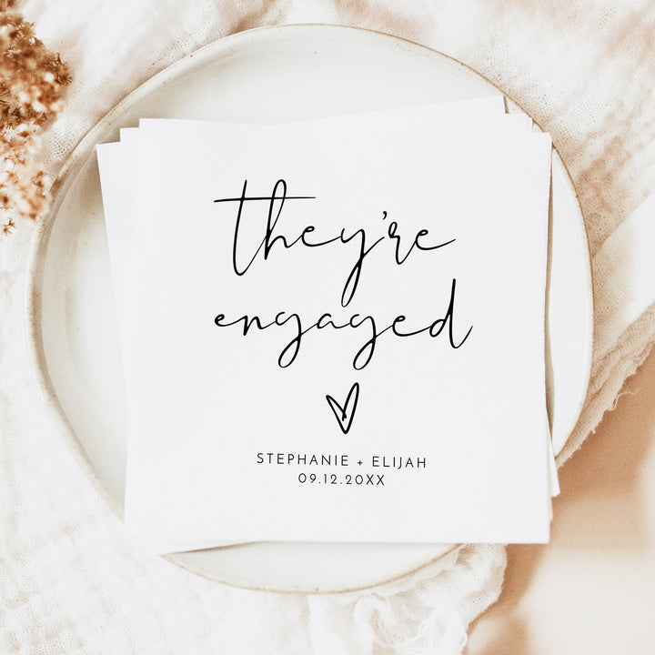 ADELLA They're Engaged Simple Boho Engagement Party Napkins