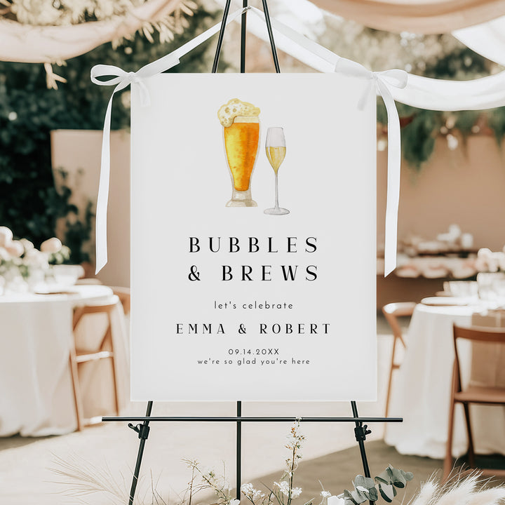 CHARLIE Bubbles and Brews Minimalist Wedding Welcome Sign