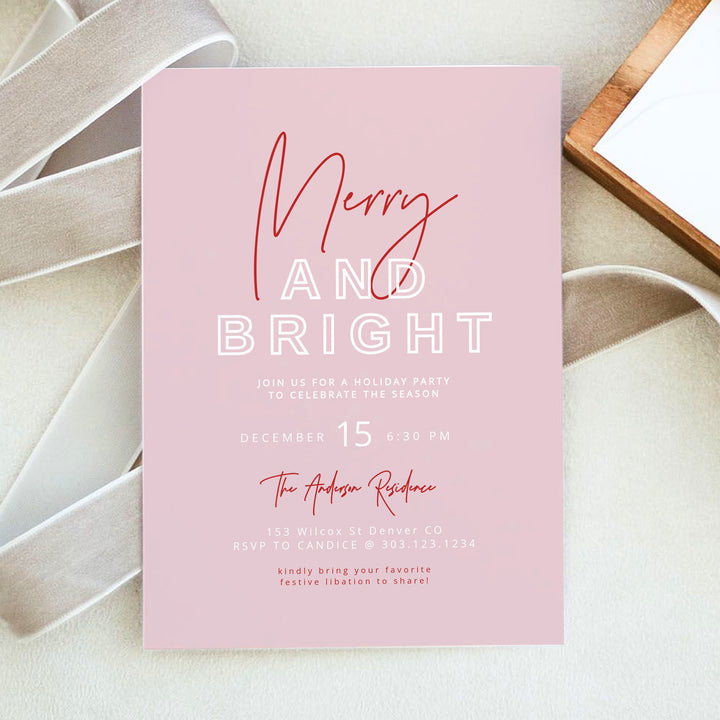 HENLEY Merry and Bright Modern Christmas Party Invitation
