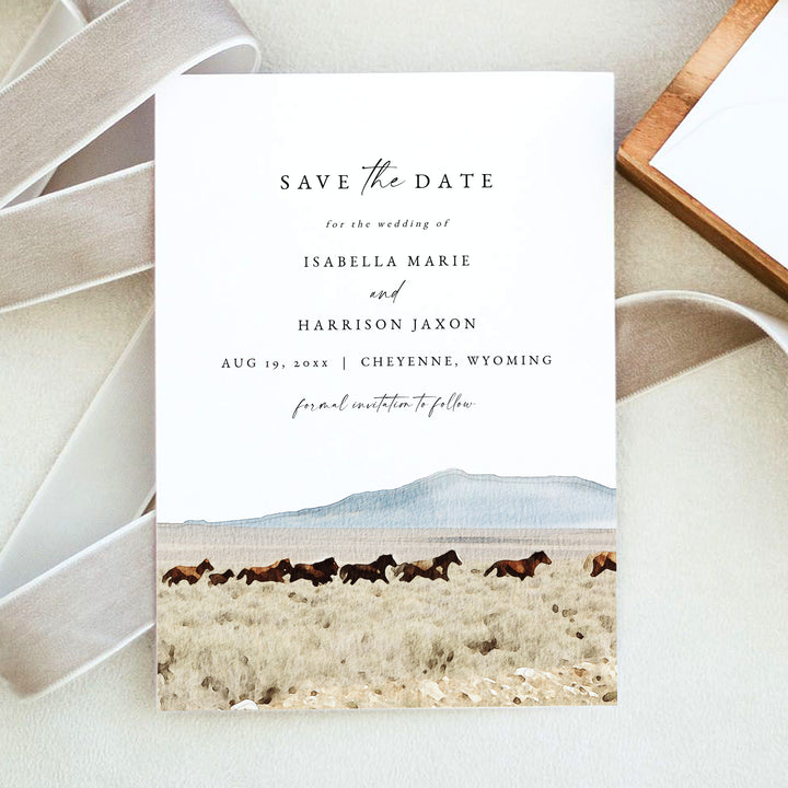 CHEYENNE Wyoming Rustic Wedding Save the Date Cards