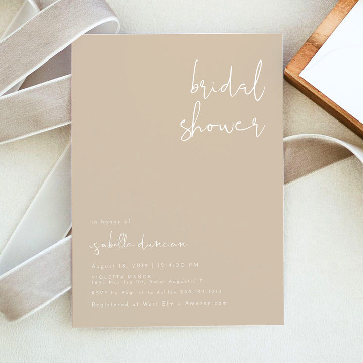 INDIE Modern Beige Boho Wedding Shower Invitation with Photo