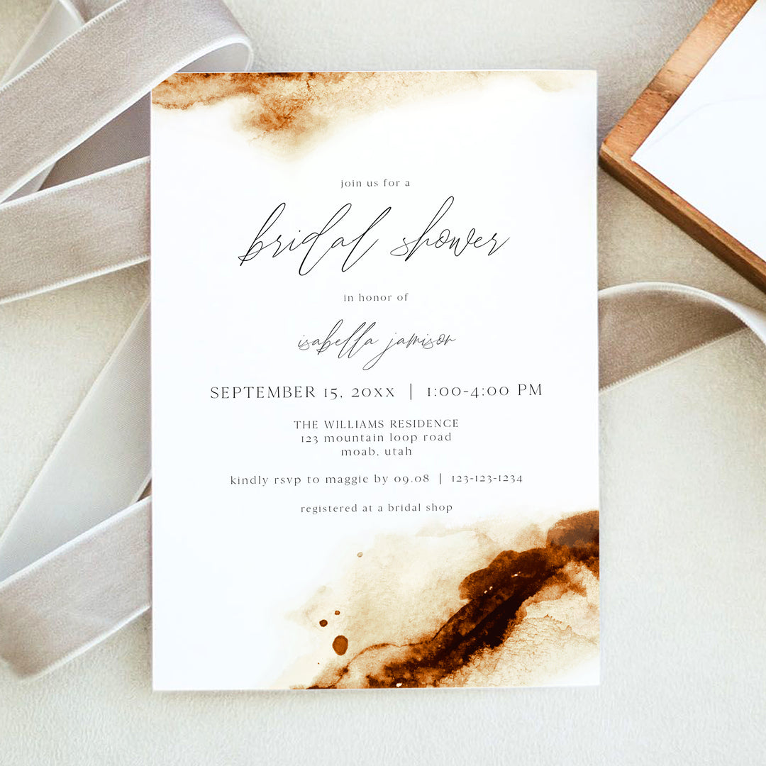 JAYLA Minimalist Burnt Orange Autumn Bridal Shower Invitations