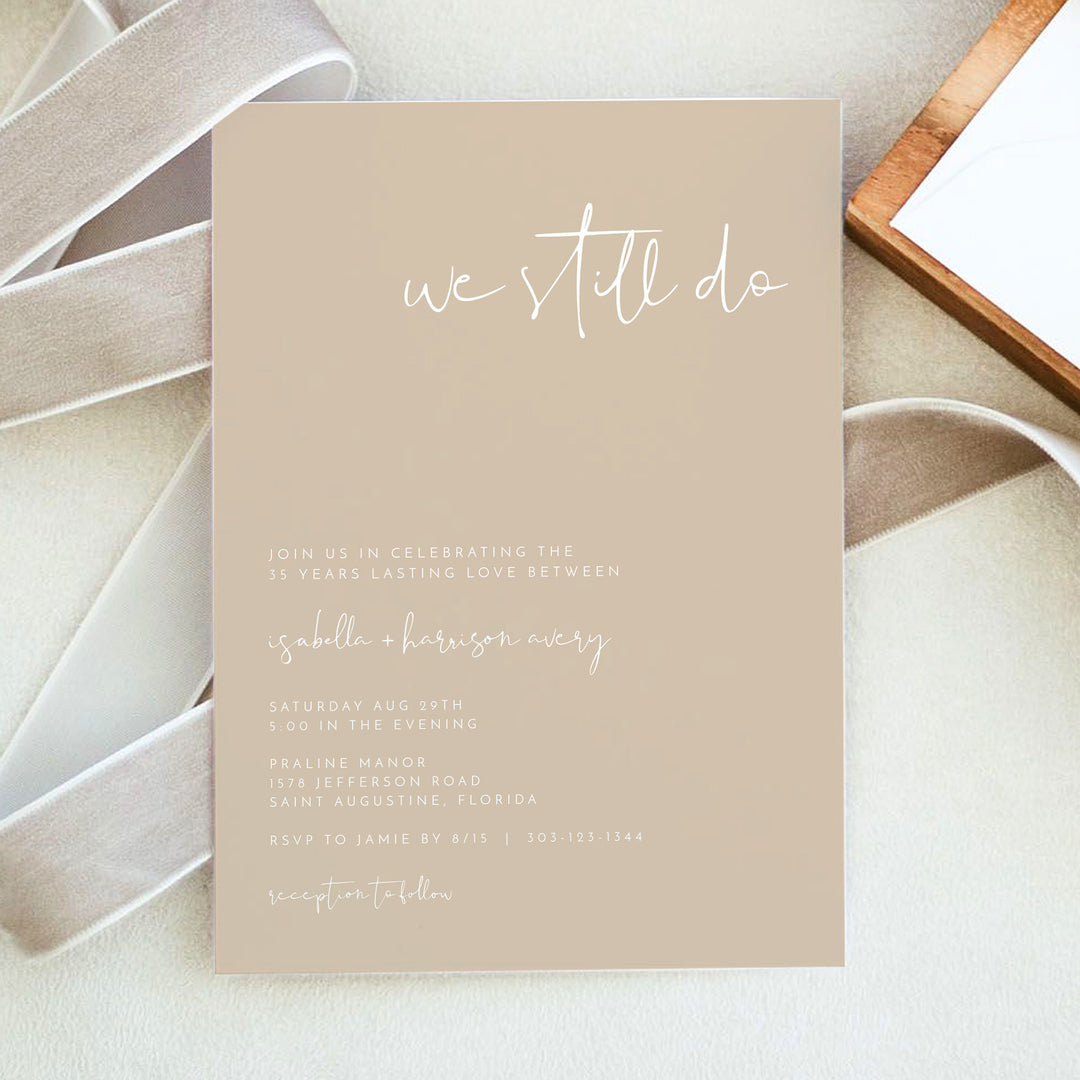 INDIE Romantic Boho We Still Do Vow Renewal Invitations