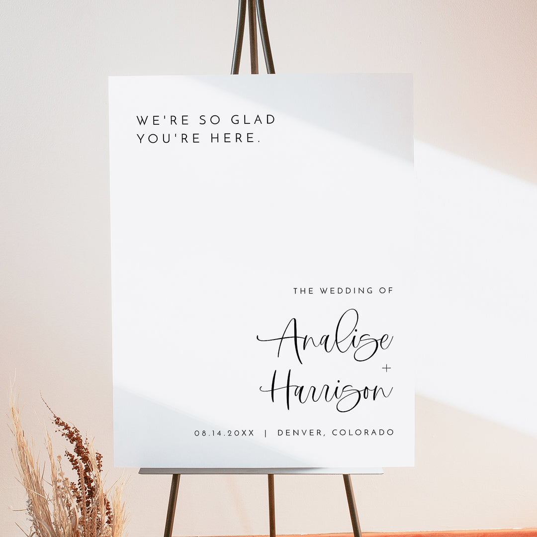 JOLIE We're So Glad You're Here Minimalist Wedding Welcome Sign