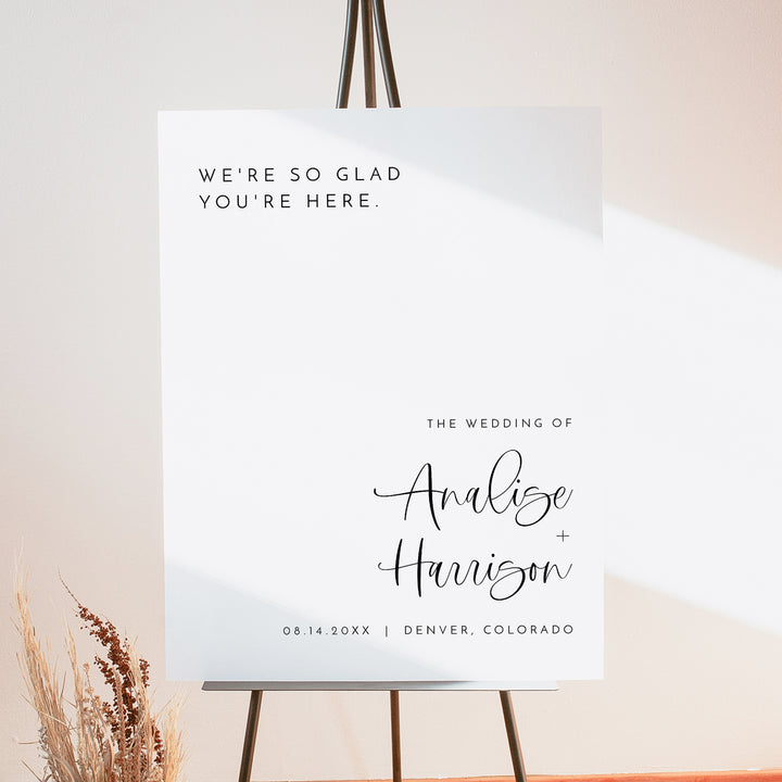 JOLIE We're So Glad You're Here Minimalist Wedding Welcome Sign