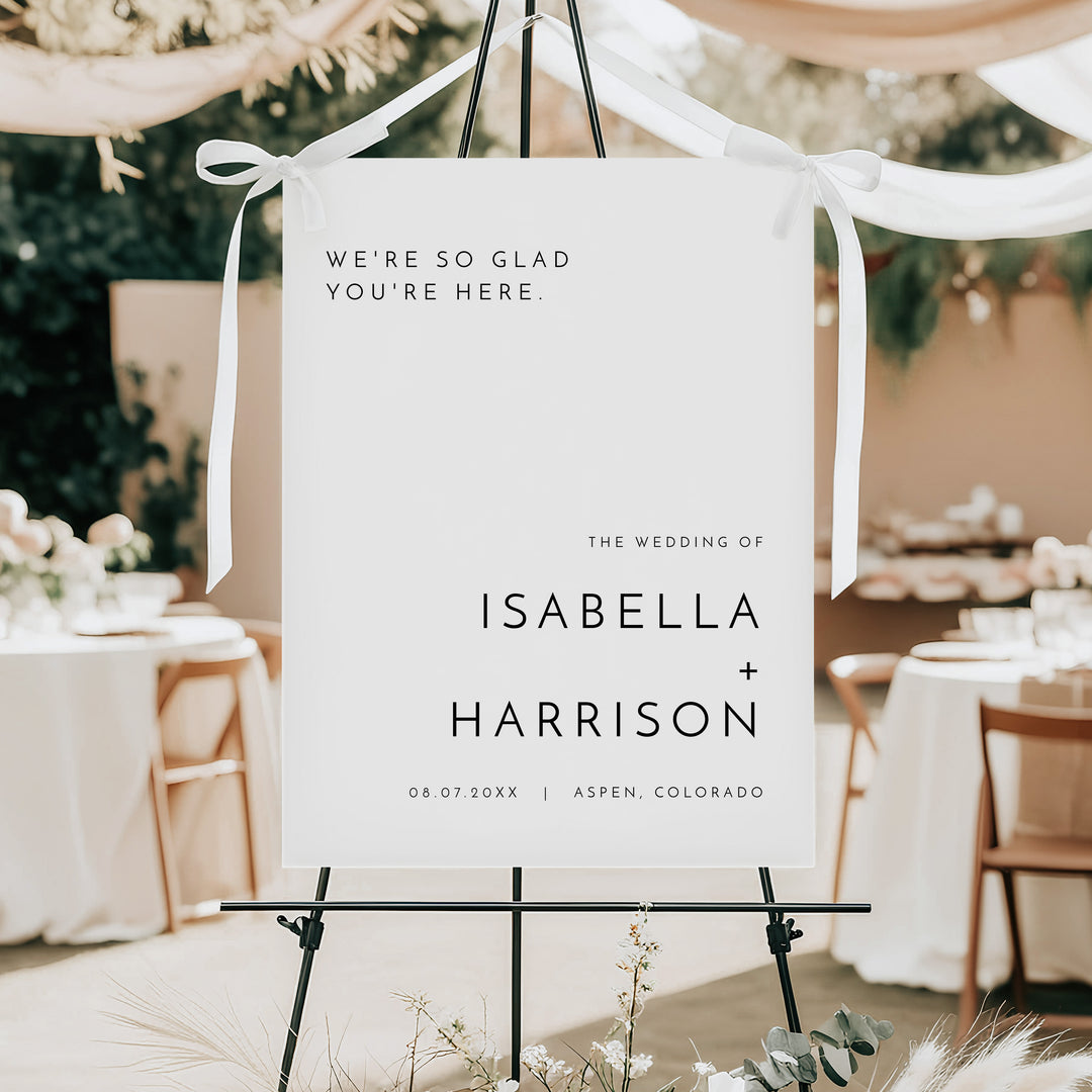 KENNEDY Minimalist Black and White Wedding Welcome Sign