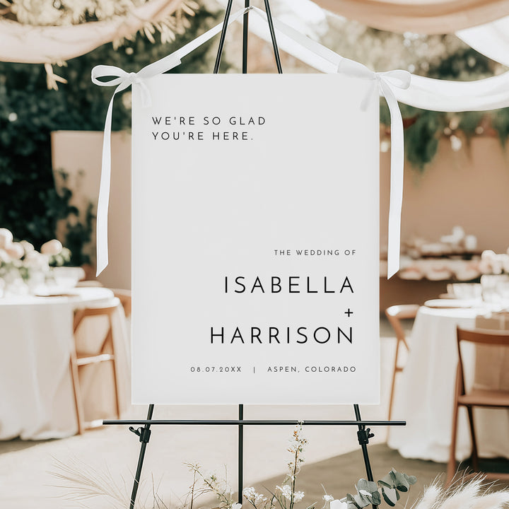 KENNEDY Minimalist Black and White Wedding Welcome Sign
