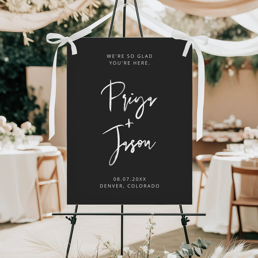 PRIYA Moody Black Wedding Welcome Sign